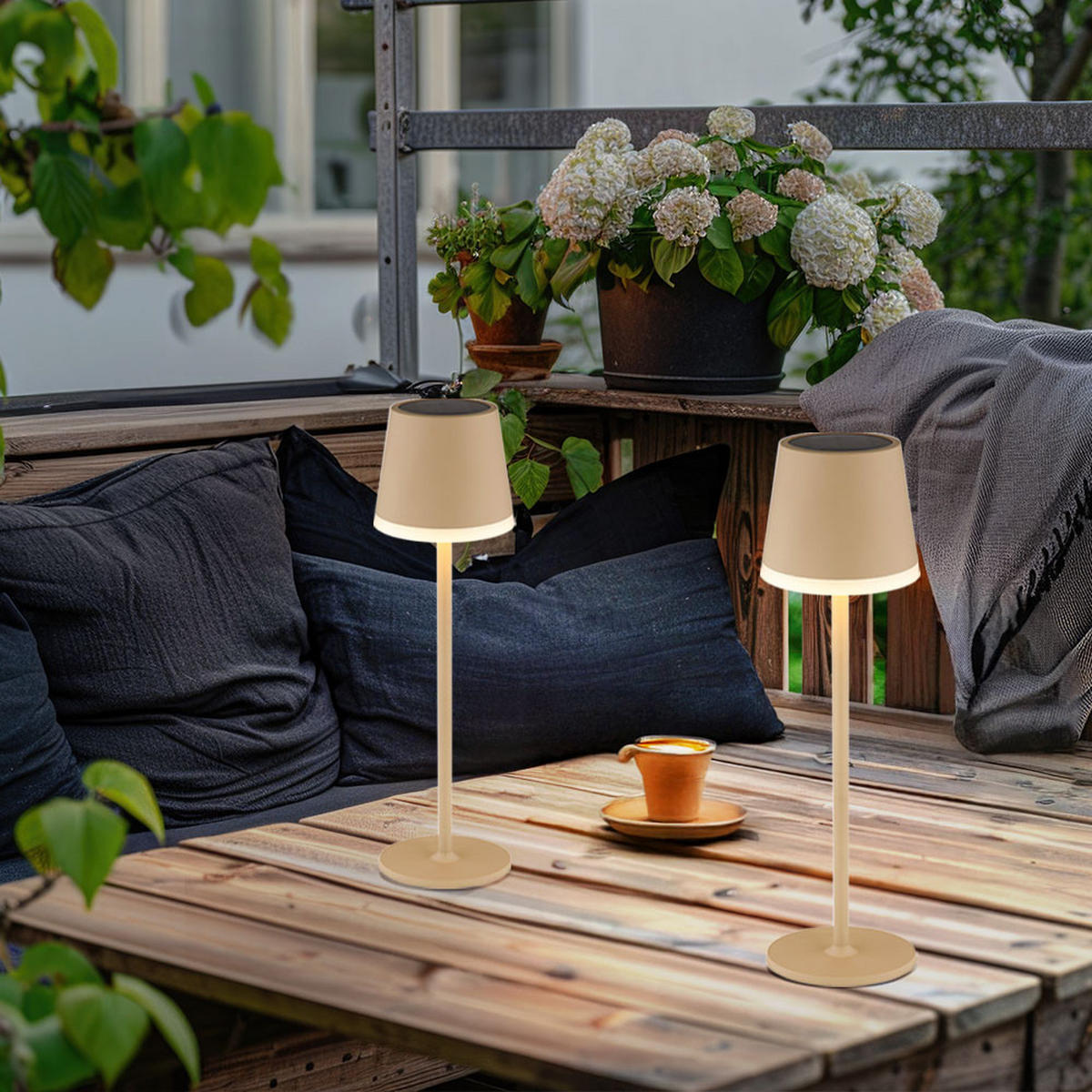 LED AUSSENLEUCHTE Metall Beige 2er Set - Beige, Metall (11/11/41cm) - Globo Lighting