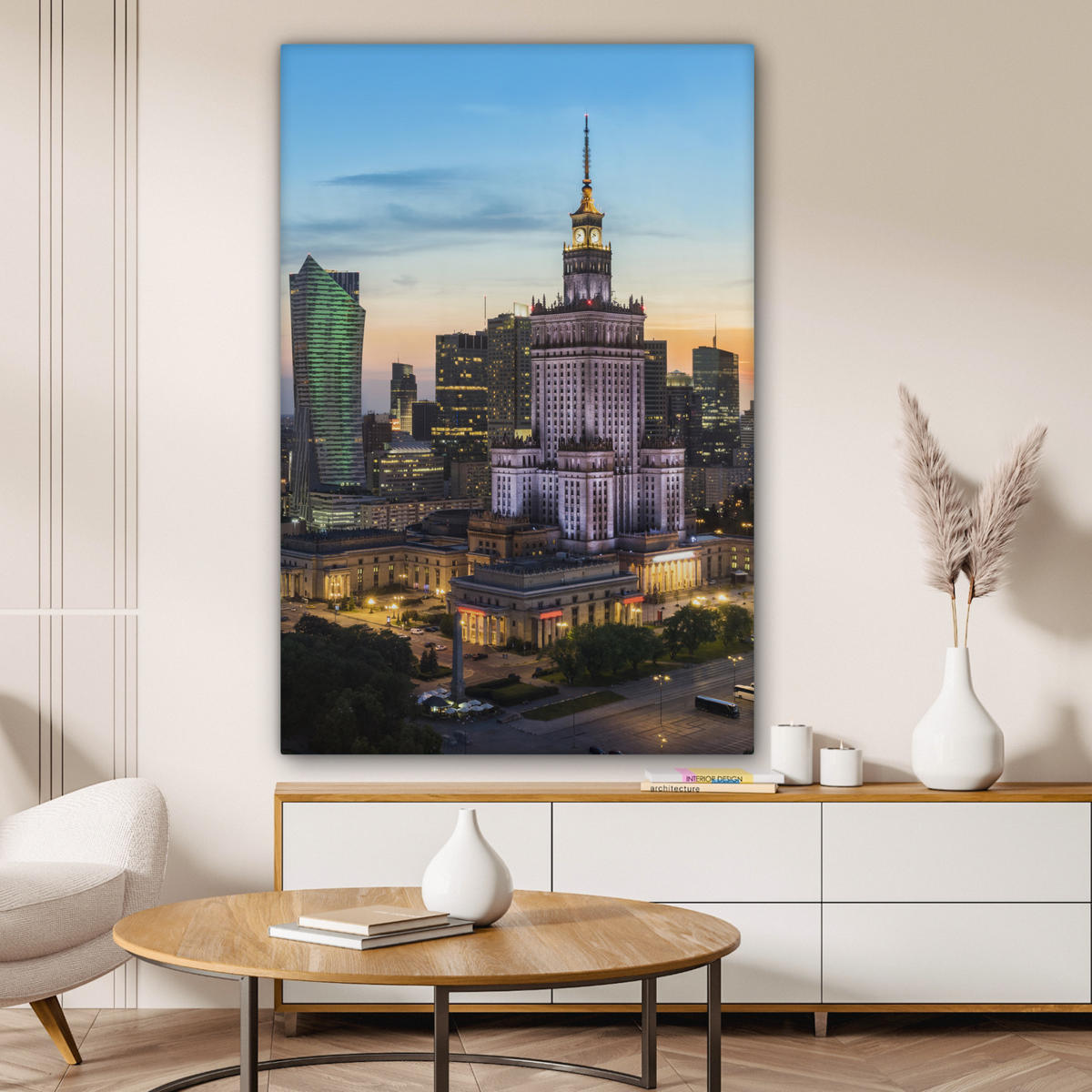 LEINWANDBILD Polen - Sonne - Warschau 80x120 cm - Blau, Textil (80/120cm) - MuchoWow