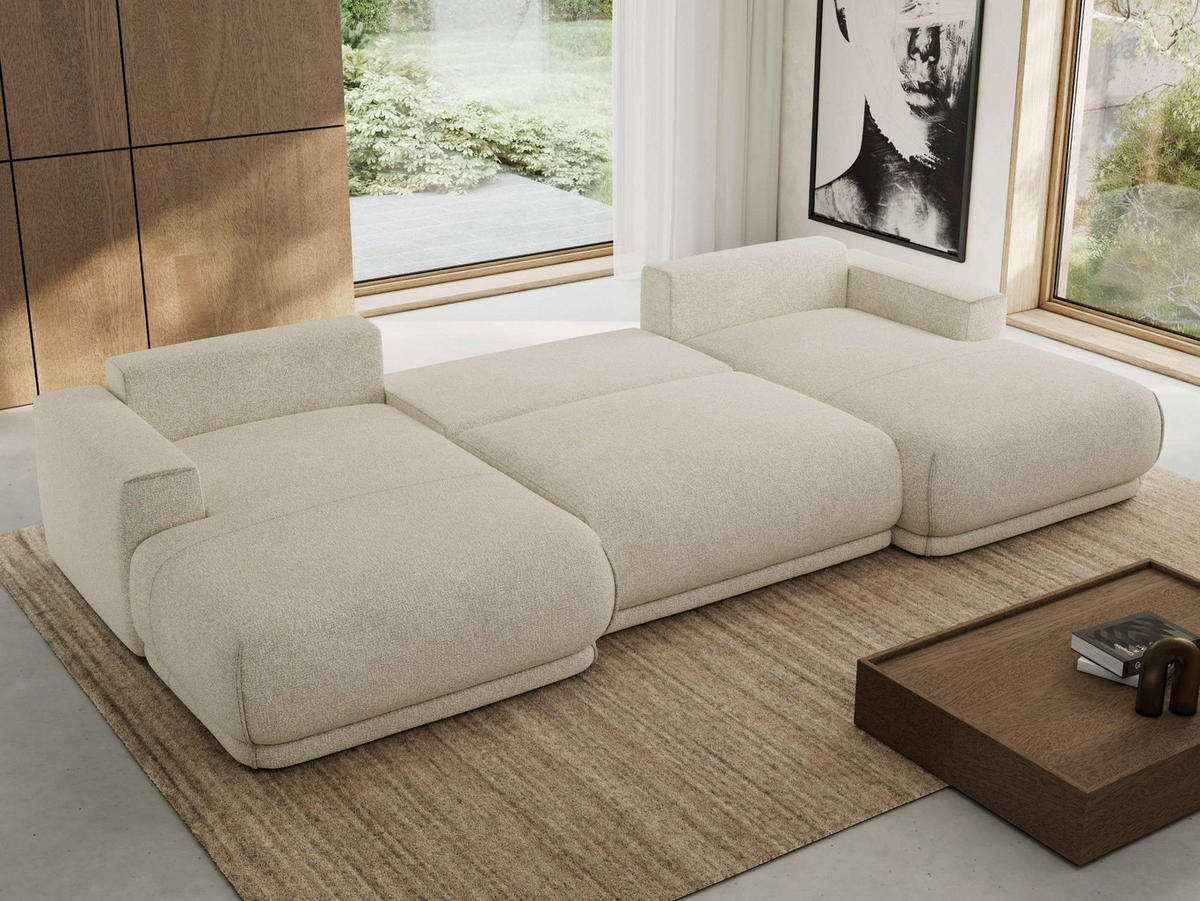SEDACIA SÚPRAVA RINA U Creme Štruktúra - čierna/krémová, textil/plast (360/85/170cm) - MKS