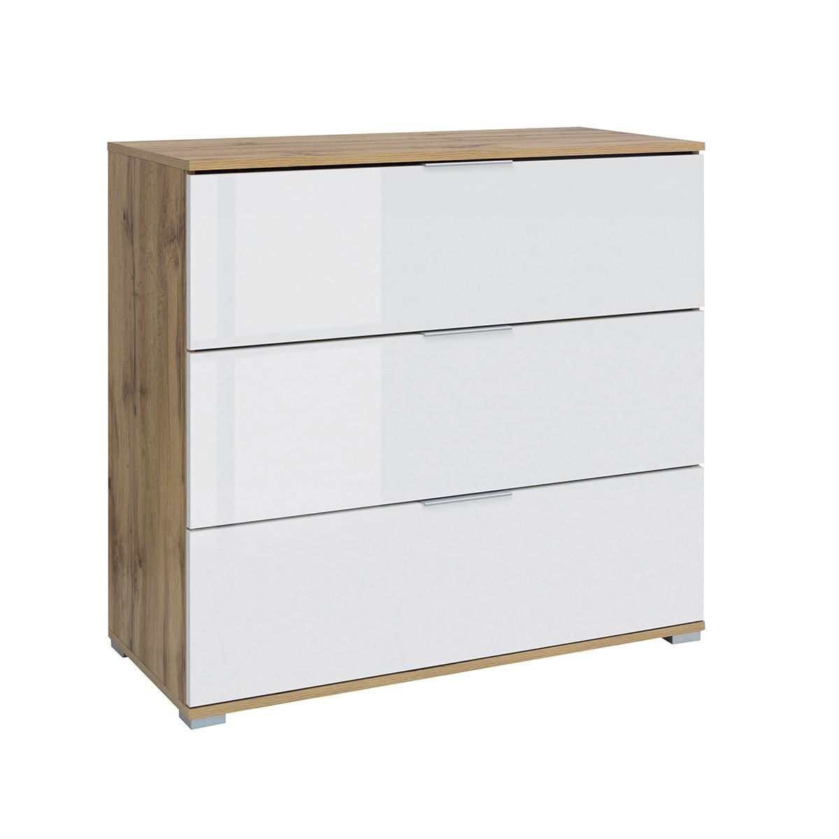 KOMMODE Selma Weiß und Holz - Weiß, Holzwerkstoff (95/86/41cm) - Petits-meubles
