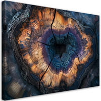 LEINWANDBILD Ringe in einer Baumstamm-Abstraktion - Schwarz, Textil (90/60cm) - Feeby