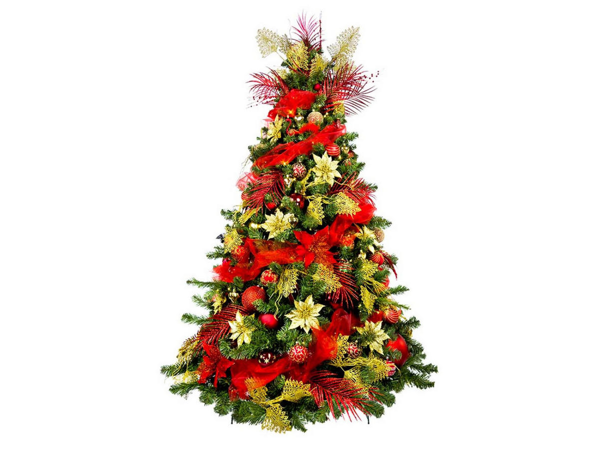 LAALU CHRISTBAUMKUGEL-SET 152 Stück in Luxus-Box PREMIUM CAESAR für Weihnachtsbaum 120-210 cm - Rot, Glas (55/50/75cm) - LAALU
