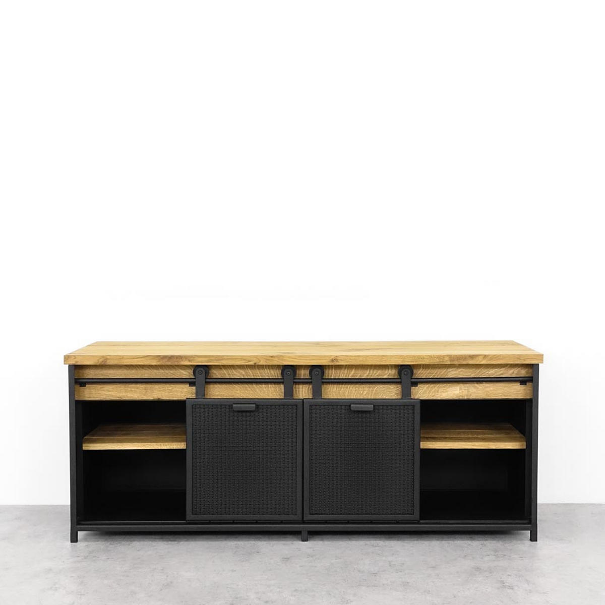 TV-SCHRANK aus Massivholz STRONG 2 - Honigeiche/Schwarz, Holz (150/60/45cm) - Seart