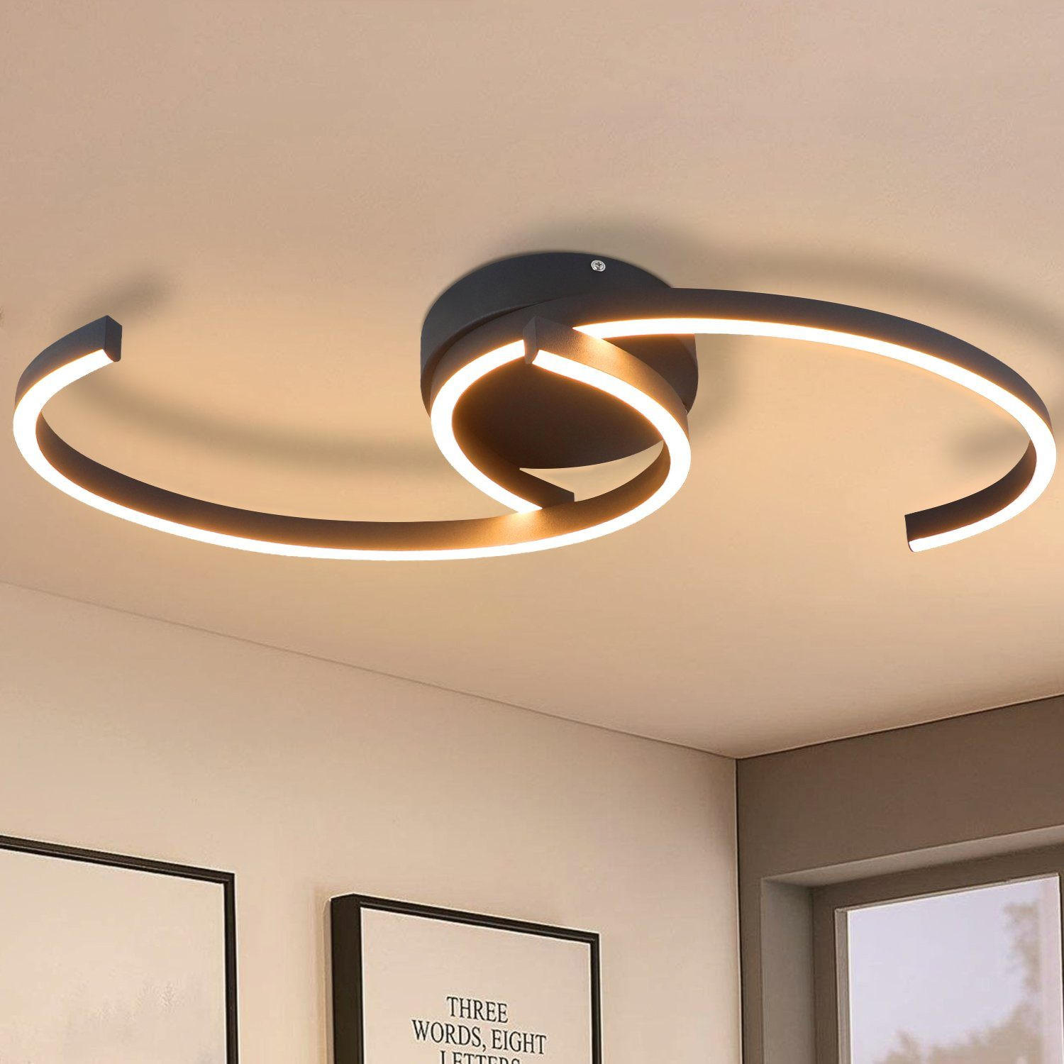LED-DECKENLEUCHTE Oliver 60/16/9 cm - Schwarz, Metall (60/16/9cm) - Nettlife