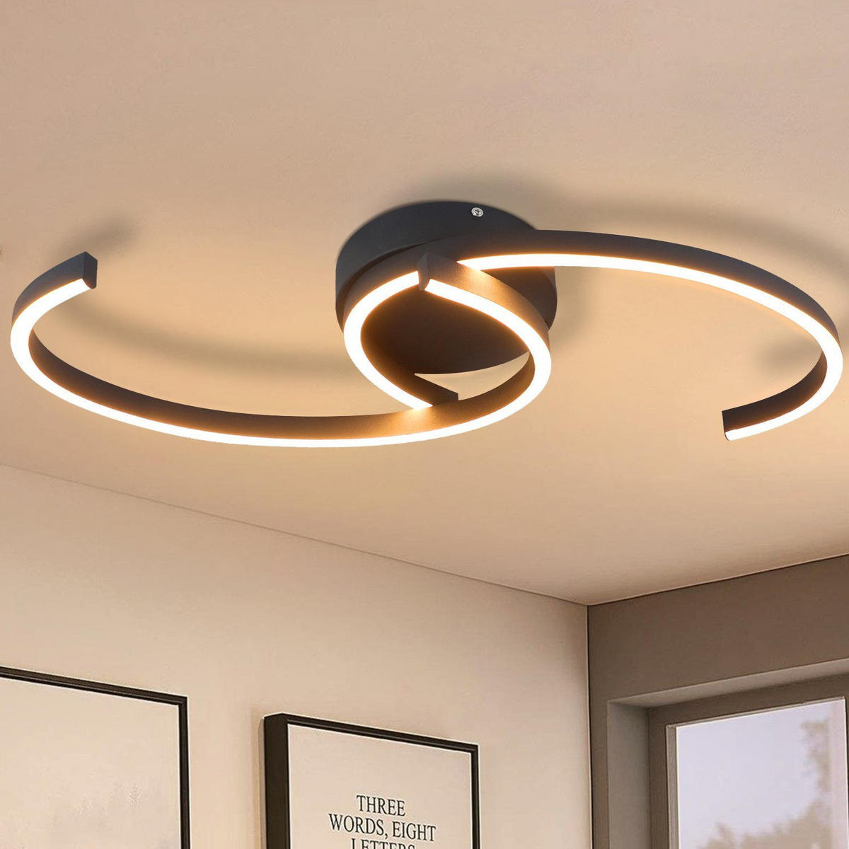 LED-DECKENLEUCHTE Oliver 60/16/9 cm - Schwarz, Metall (60/16/9cm) - Nettlife