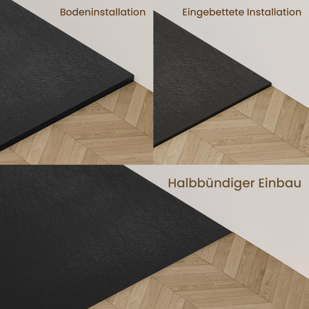 DUSCHWANNE mit rutschhemmender Oberfläche Schwarz 140/90 cm - Schwarz, Naturmaterialen (90/2.6/140cm) - EMKE