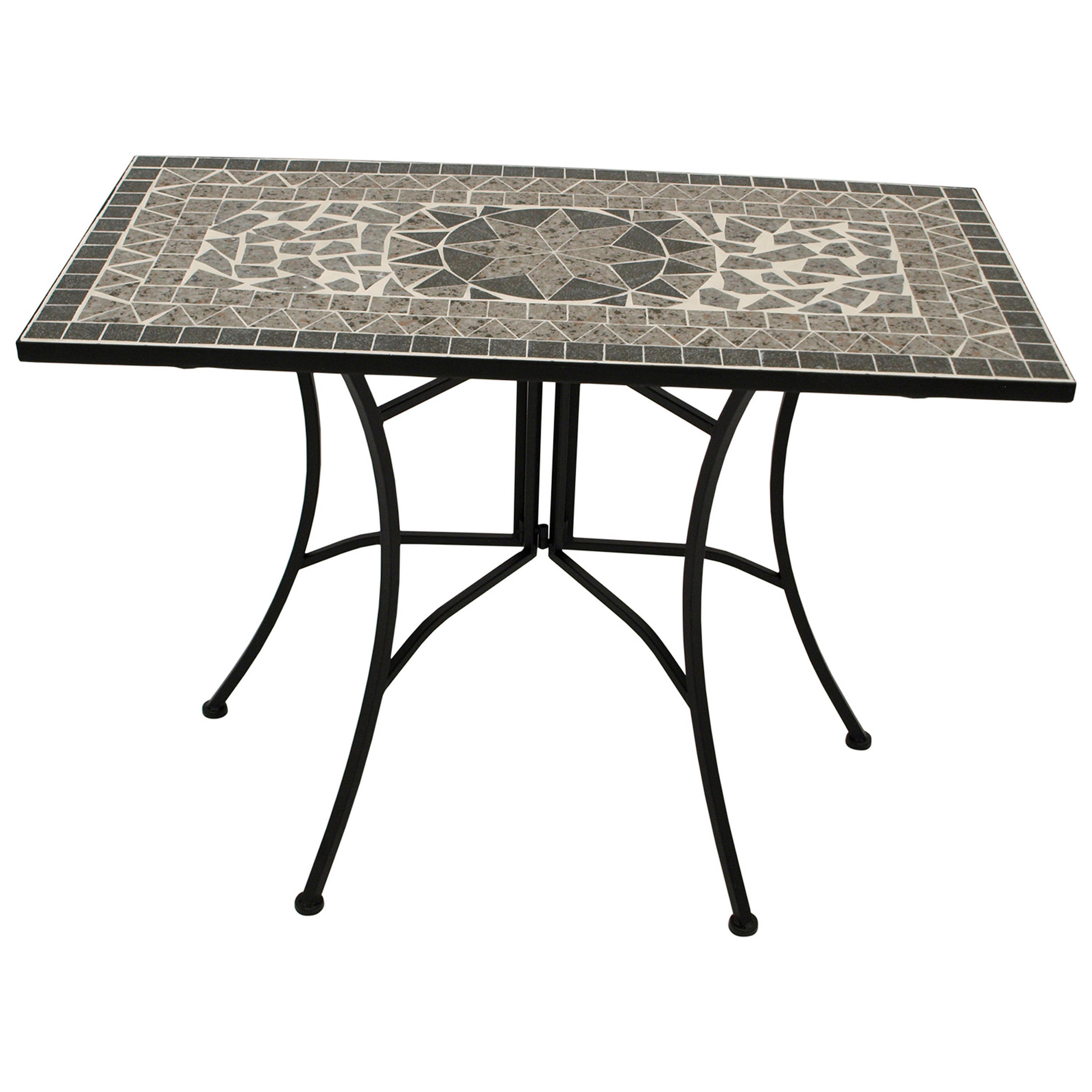 WANDTISCH Derby - rechteckiger Mosaiktisch in grau/weiss, Gestell aus schwarz pulverbeschichtetem Eisen. - Schwarz, Metall (45/90/75cm) - TPFGarden