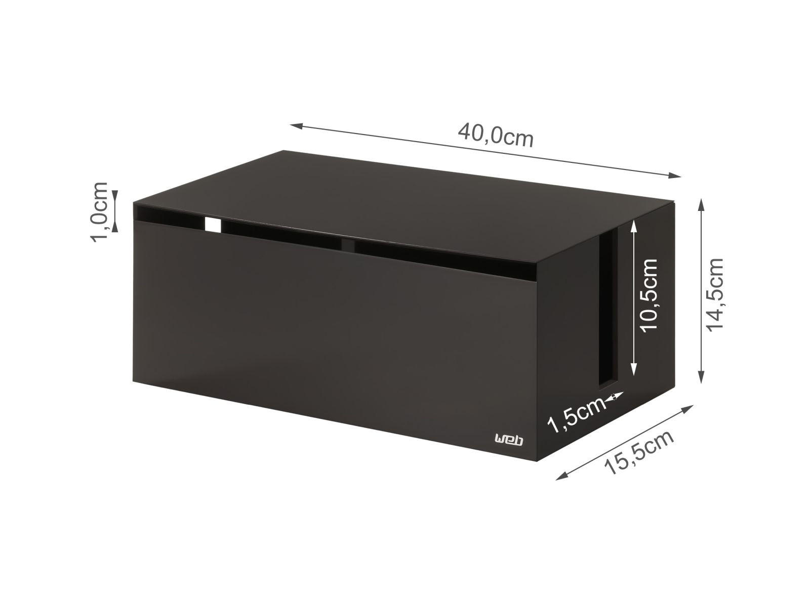 KABELBOX Web schwarz 40/14/15 cm - Schwarz, Kunststoff (15/40/14cm) - Yamazaki