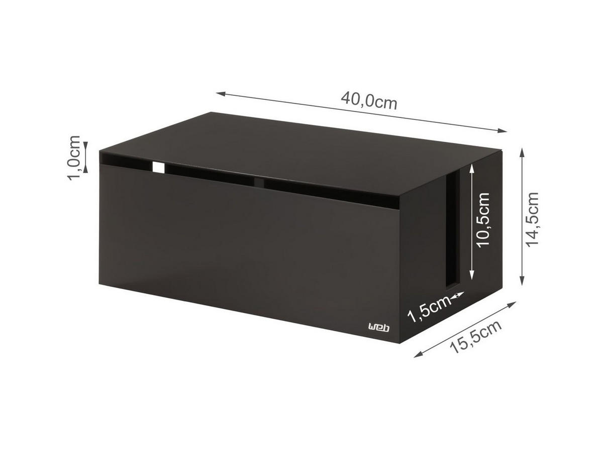 KABELBOX Web schwarz 40/14/15 cm - Schwarz, Kunststoff (15/40/14cm) - Yamazaki