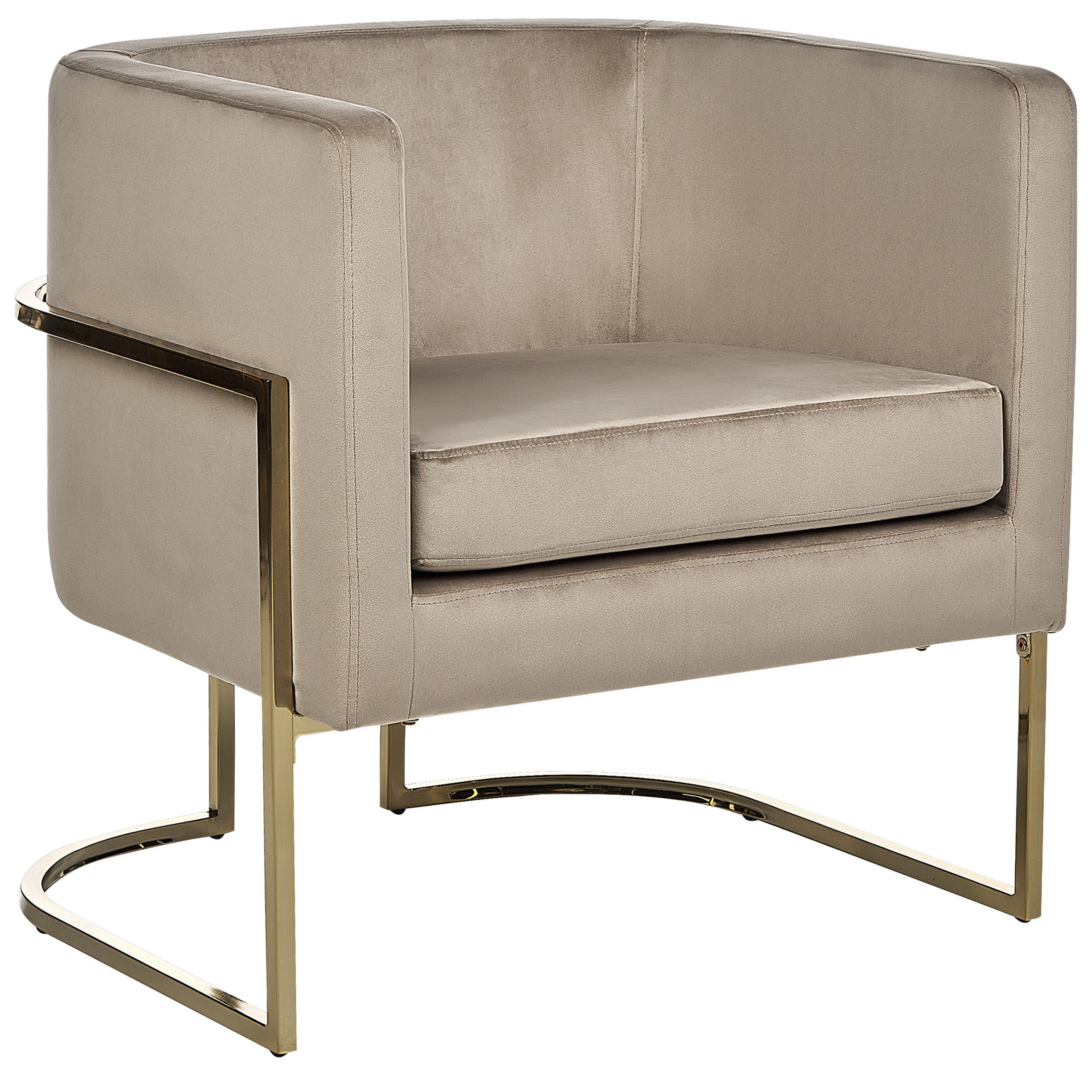 SESSEL aus Samt taupe Sirkka - Beige/Goldfarben, Textil (72/71/70cm) - Beliani