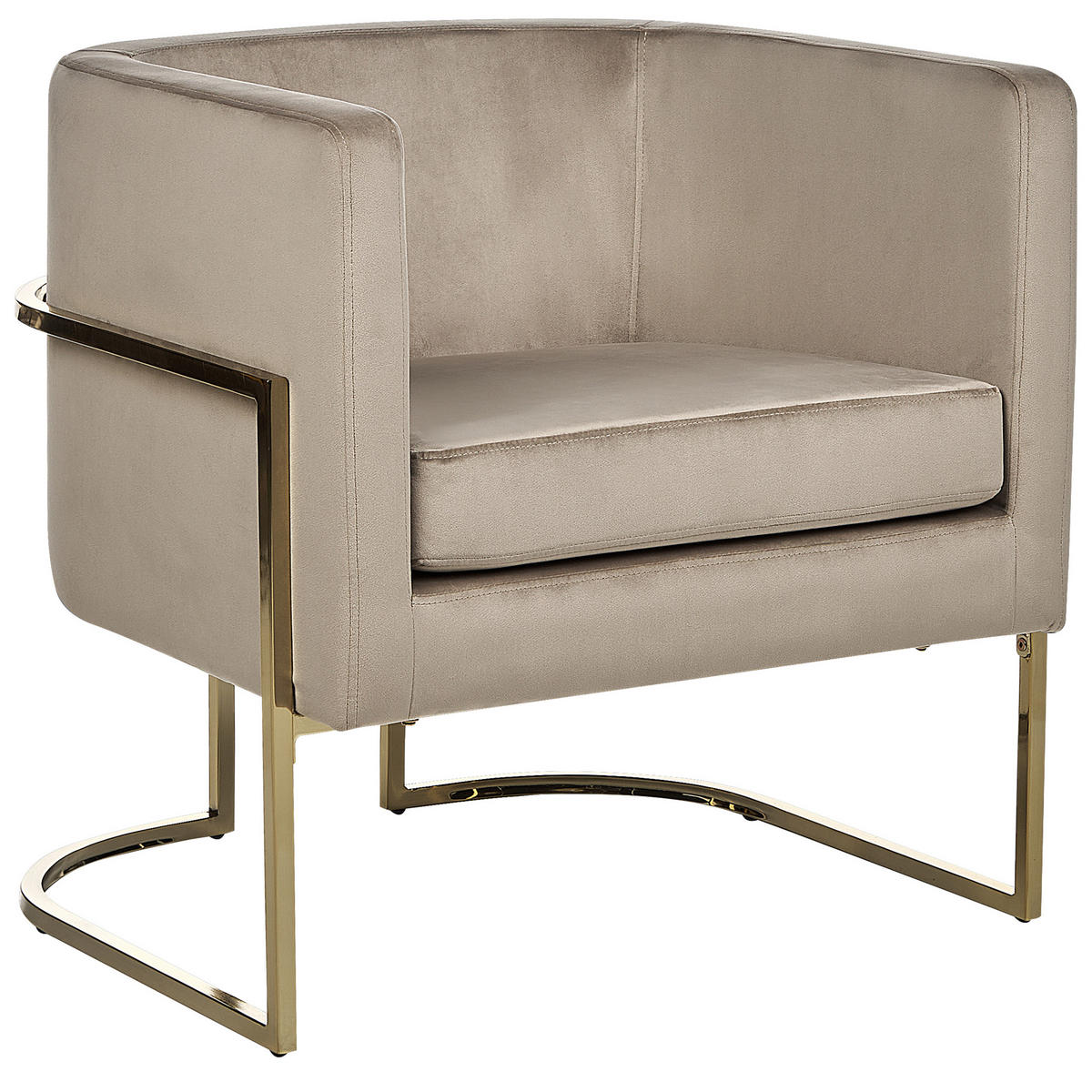 SESSEL aus Samt taupe Sirkka - Beige/Goldfarben, Textil (72/71/70cm) - Beliani