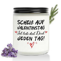 DUFTKERZE Lavendel "Ich liebe dich Doch Jeden Tag!" - Weiß, Paraffin (10cm)