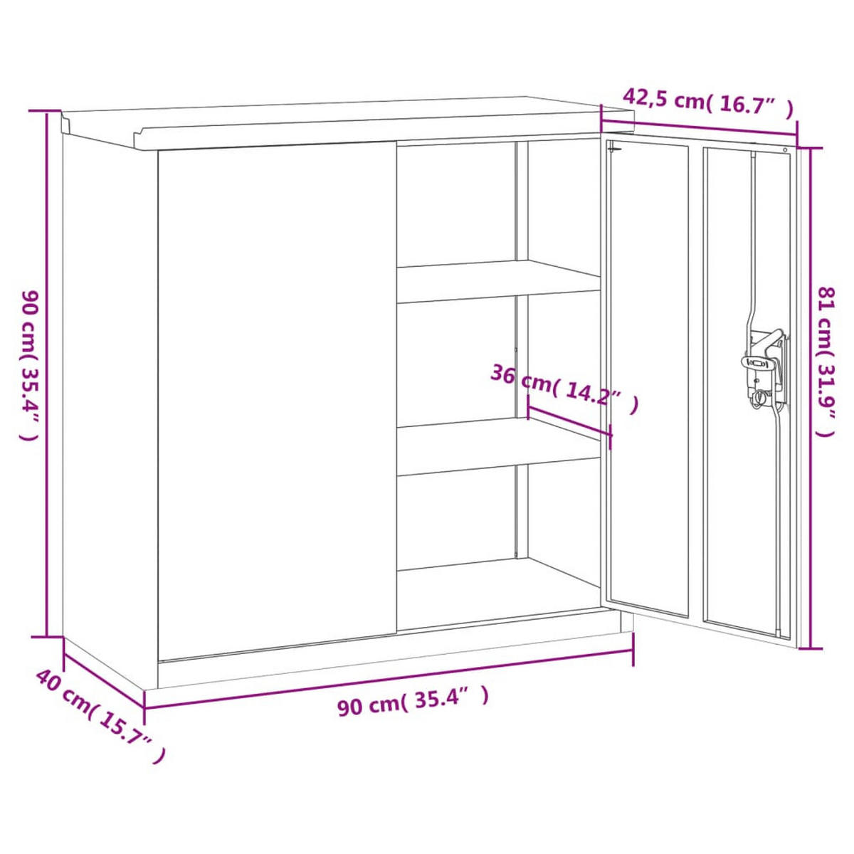 AKTENSCHRANK Anthrazit 90/40/90 Cm Stahl - Anthrazit, Metall (40/90/90cm) - vidaXL
