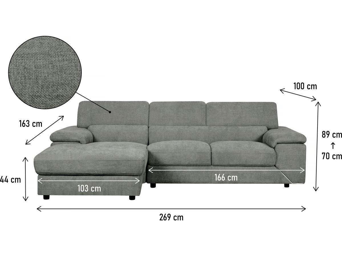 ECKSOFA london Grau - Grau, Textil (166/266cm) - Habitat Garten