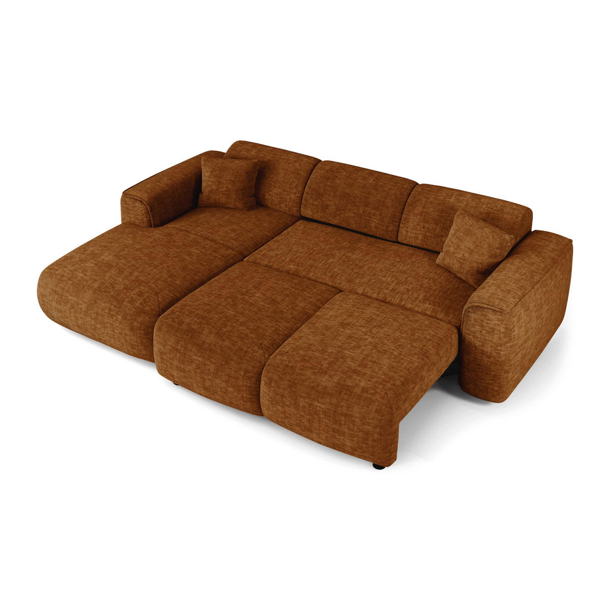 ECKSCHLAFSOFA Texturierter Samt Braun 283cm - Braun, Textil (283/180cm) - Sia Home