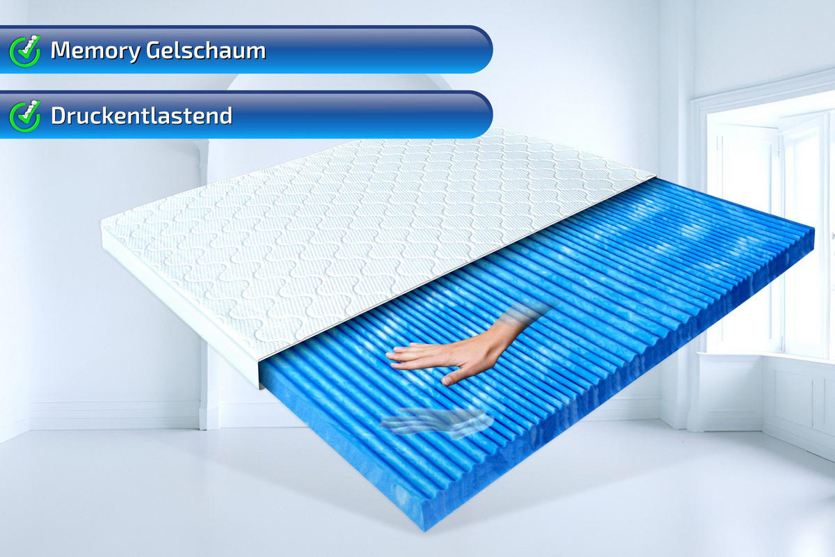 GELSCHAUMTOPPER Gelax Platin 200x200 7cm Hoch - Weiß, Textil (200/200cm) - Matratzen Perfekt