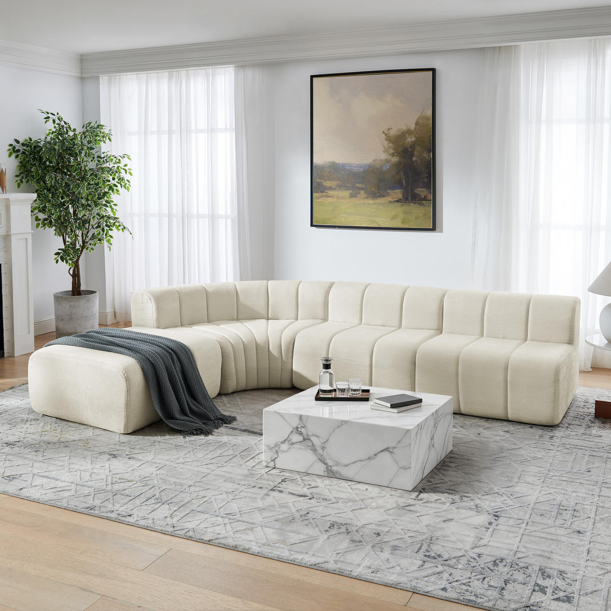ECKSOFA DE-34633 4-Sitzer modular Beige - Beige, Textil (189/283cm) - ComfortXL