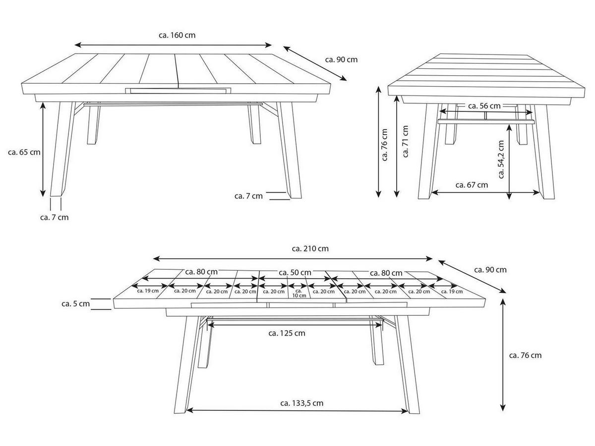 GARTENMÖBEL-SET Darwin 3 Aluminium ausziehbarer Tisch 4x Hochlehner Gartenstühle - Grau, Kunststoff - Green Spirit