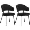 ESSZIMMERSTUHL 2er Set, Metallbeinen, gepolstert, Samt - Schwarz, Textil/Metall (50/83.5/43cm) - Woltu