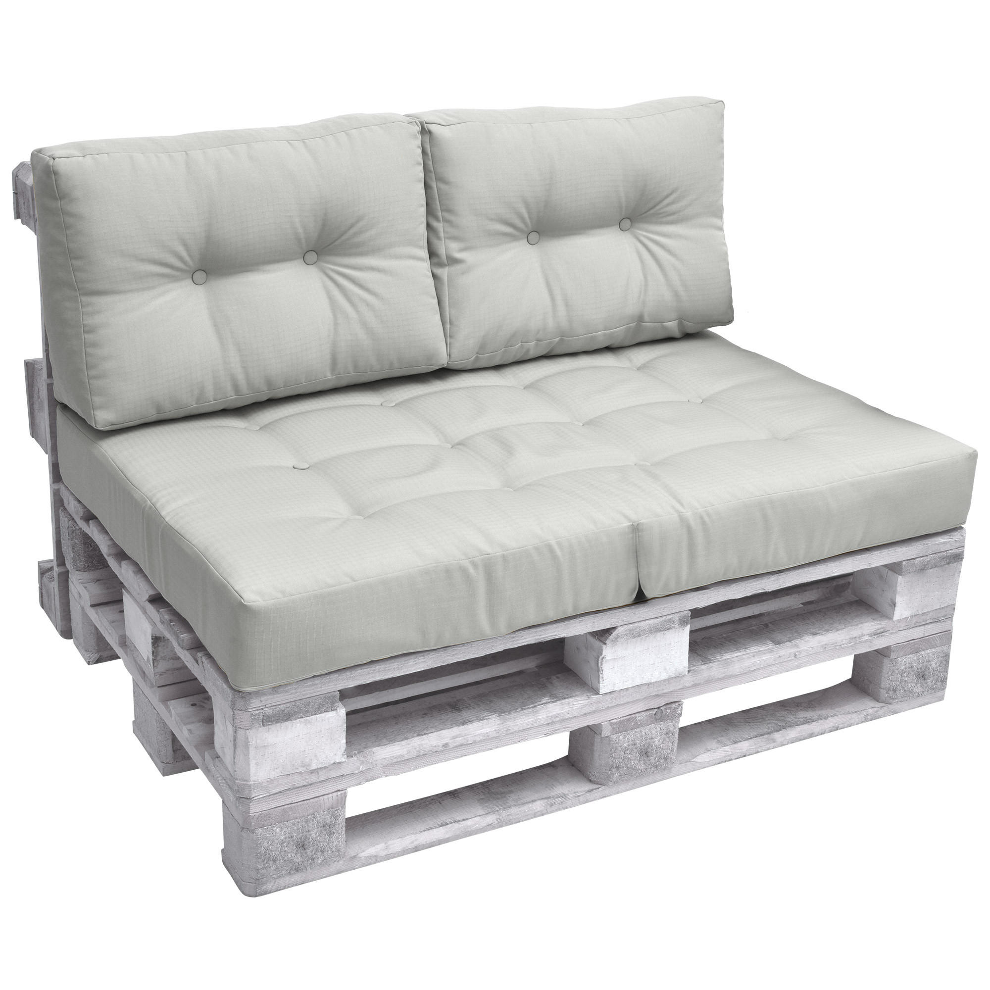 PALETTENKISSEN Eco Elements Rücken 60/40/20cm Hellgrau (2tlg) - Hellgrau, Textil (20/40/60cm) - Beautissu 