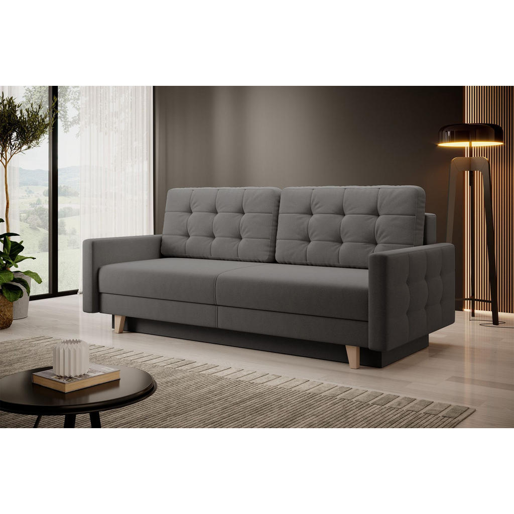 Thumbnail - Selsey 3-Sitzer, Dunkelgrau, Textil, Rechteckig, 226x98x100 cm, Wohnzimmer, Sofas & Couches, Schlafsofas