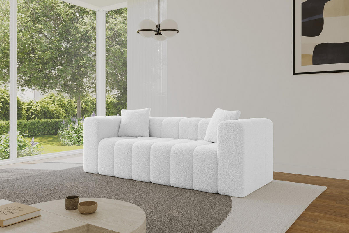 POHOVKA 2-MÍSTNÁ DONY-2 232x90x71 cm Bílá Buklé - bílá/černá, kompozitní dřevo/textil (232/71/90cm) - ALTDECOR