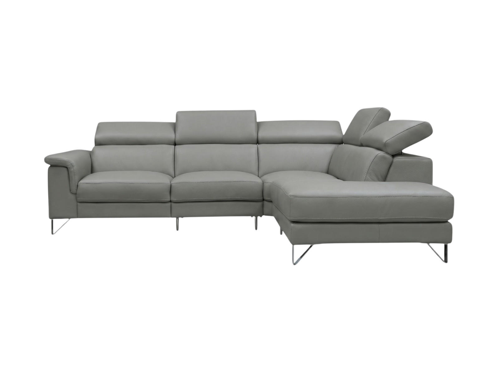 ECKSOFA Antares Echtleder Perlgrau - Hellgrau, Leder/Metall (276/224cm)