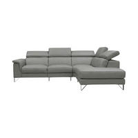 ECKSOFA Antares Echtleder Perlgrau - Hellgrau, Leder/Metall (276/224cm)
