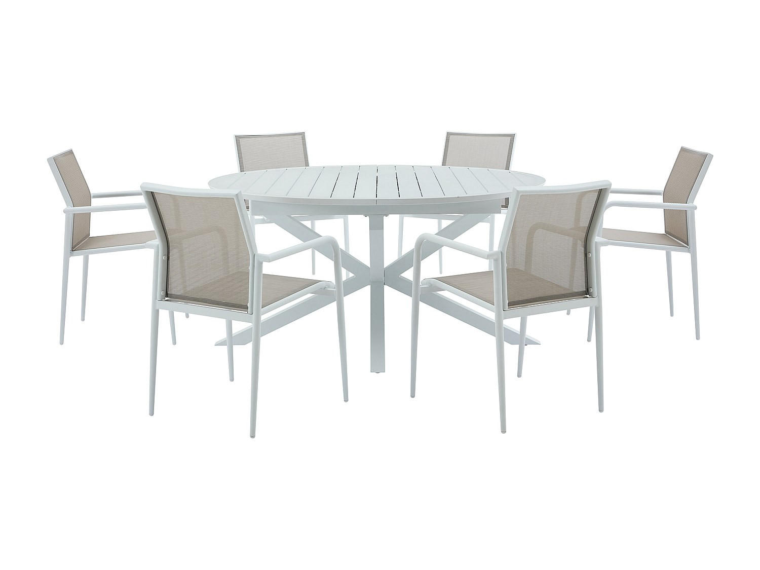 GARTENESSGRUPPE im Set - 6 -Sitzer - Aluminium - weiß - YOHA - Weiß, Metall - Vente-Unique