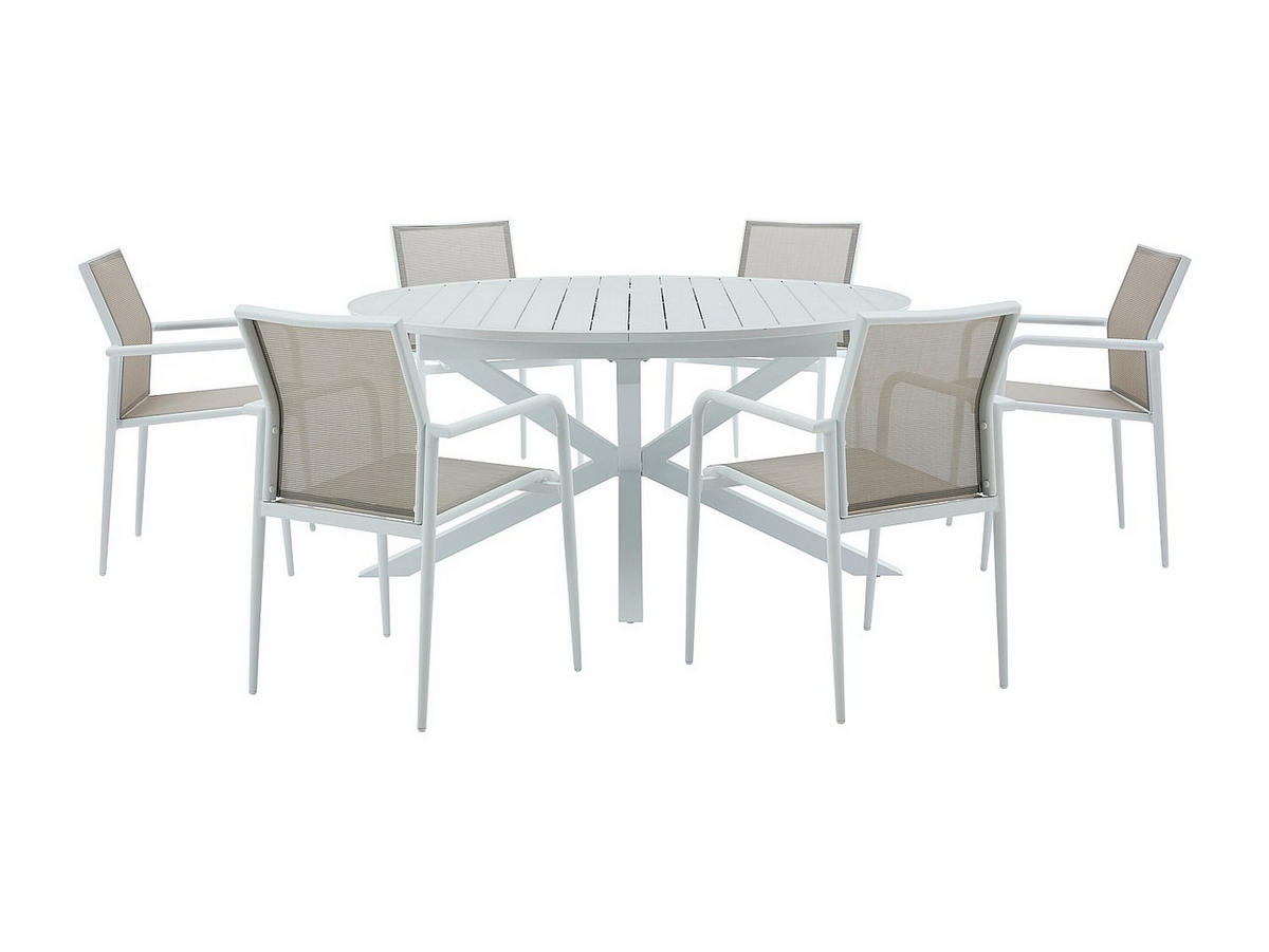 GARTENESSGRUPPE im Set - 6 -Sitzer - Aluminium - weiß - YOHA - Weiß, Metall - Vente-Unique