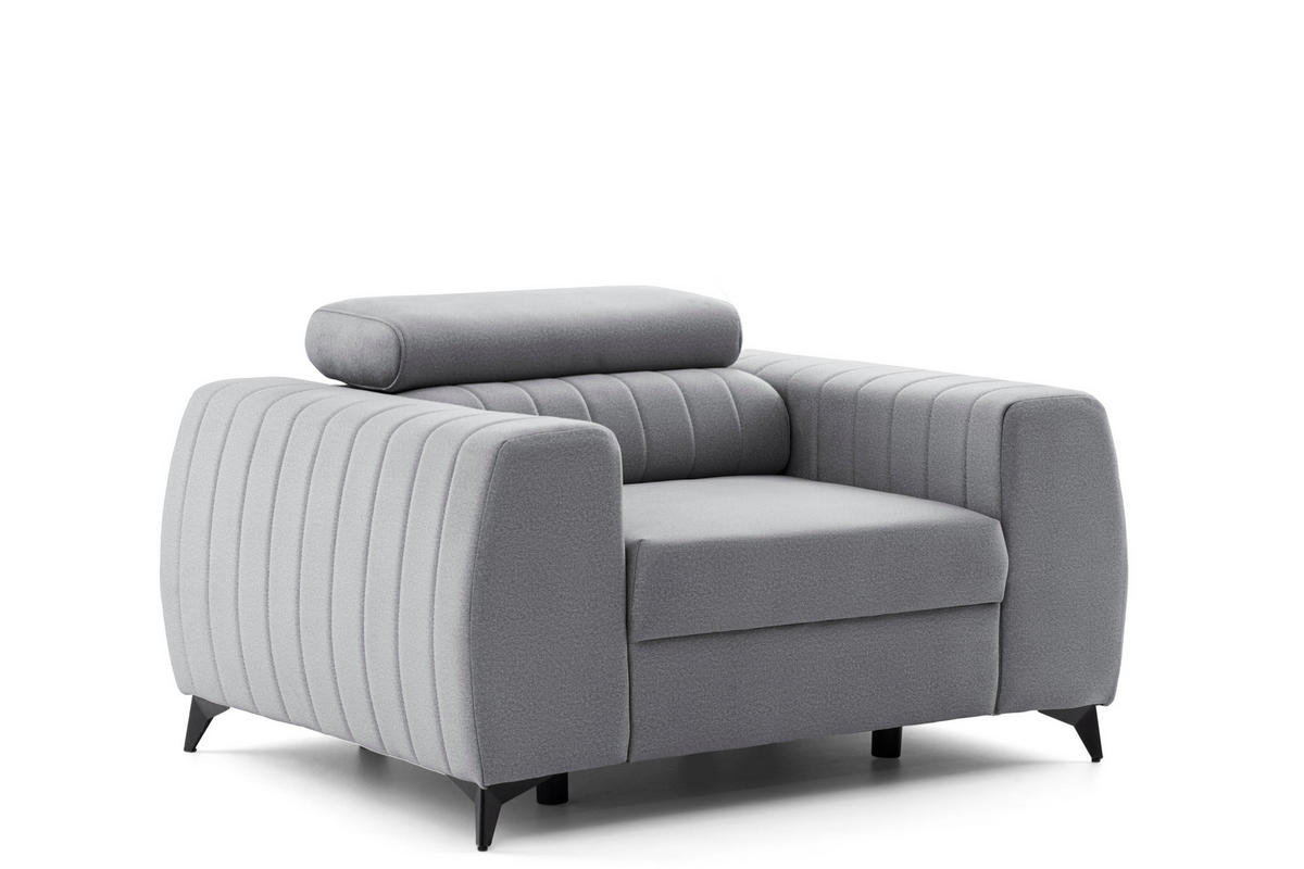 SESSEL PIERO mit verstellbare Kopfstütze Velours Grau - Schwarz/Grau, Holz/Textil (130/90/100cm) - Muffo