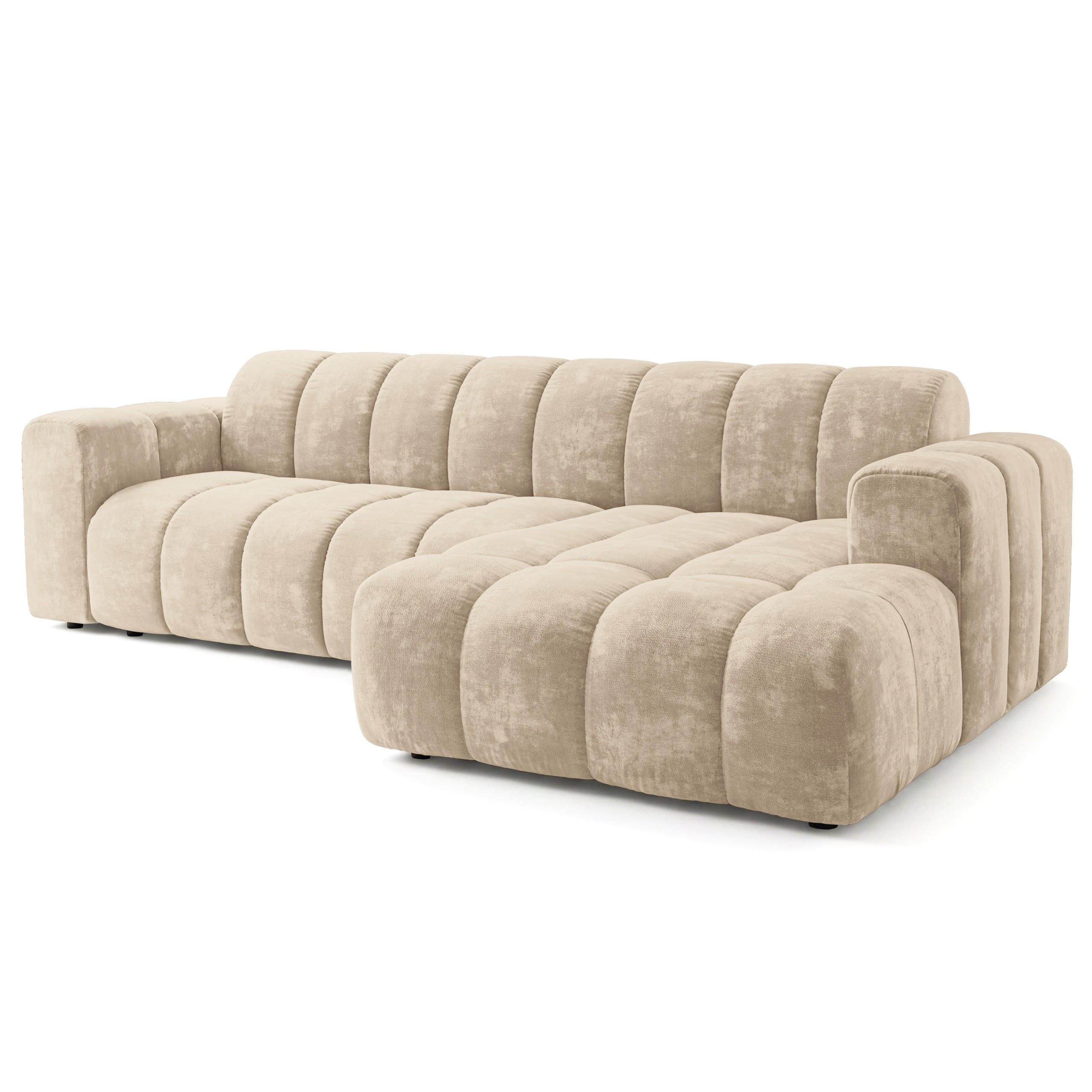 ECKSOFA SETIA LM R-S Creme Chenille - Creme, Holzwerkstoff (304/165cm) - MASSENO