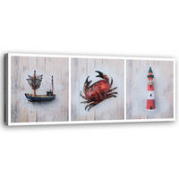 WANDBILD maritime elemente - Rot, Textil (90/30cm) - Feeby