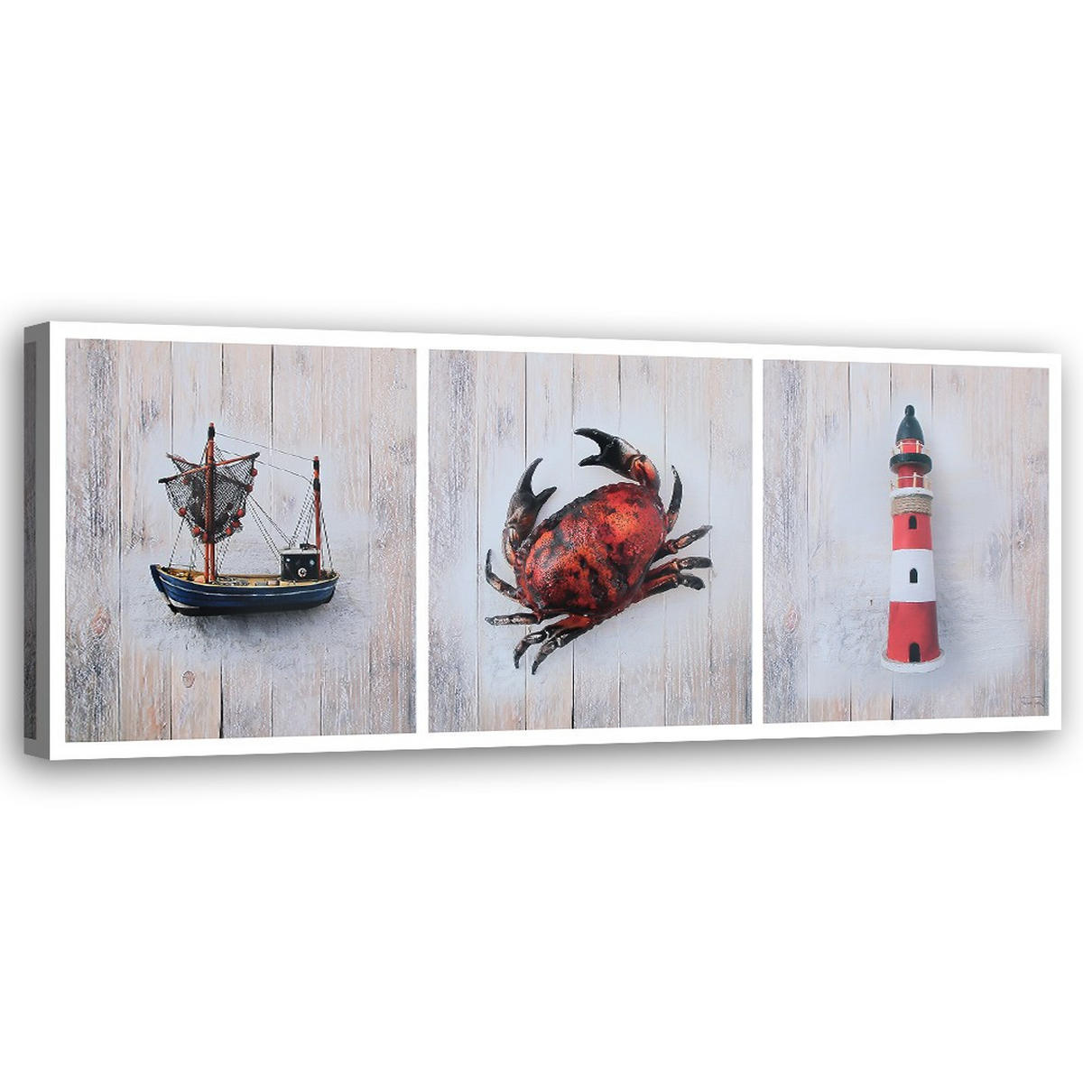 WANDBILD maritime elemente - Rot, Textil (90/30cm) - Feeby