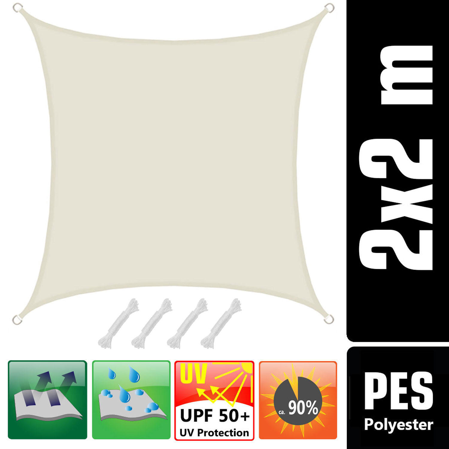 SONNENSEGEL Wasserdicht 200 cm Beige - Beige, Kunststoff (200/200cm) - Amanka