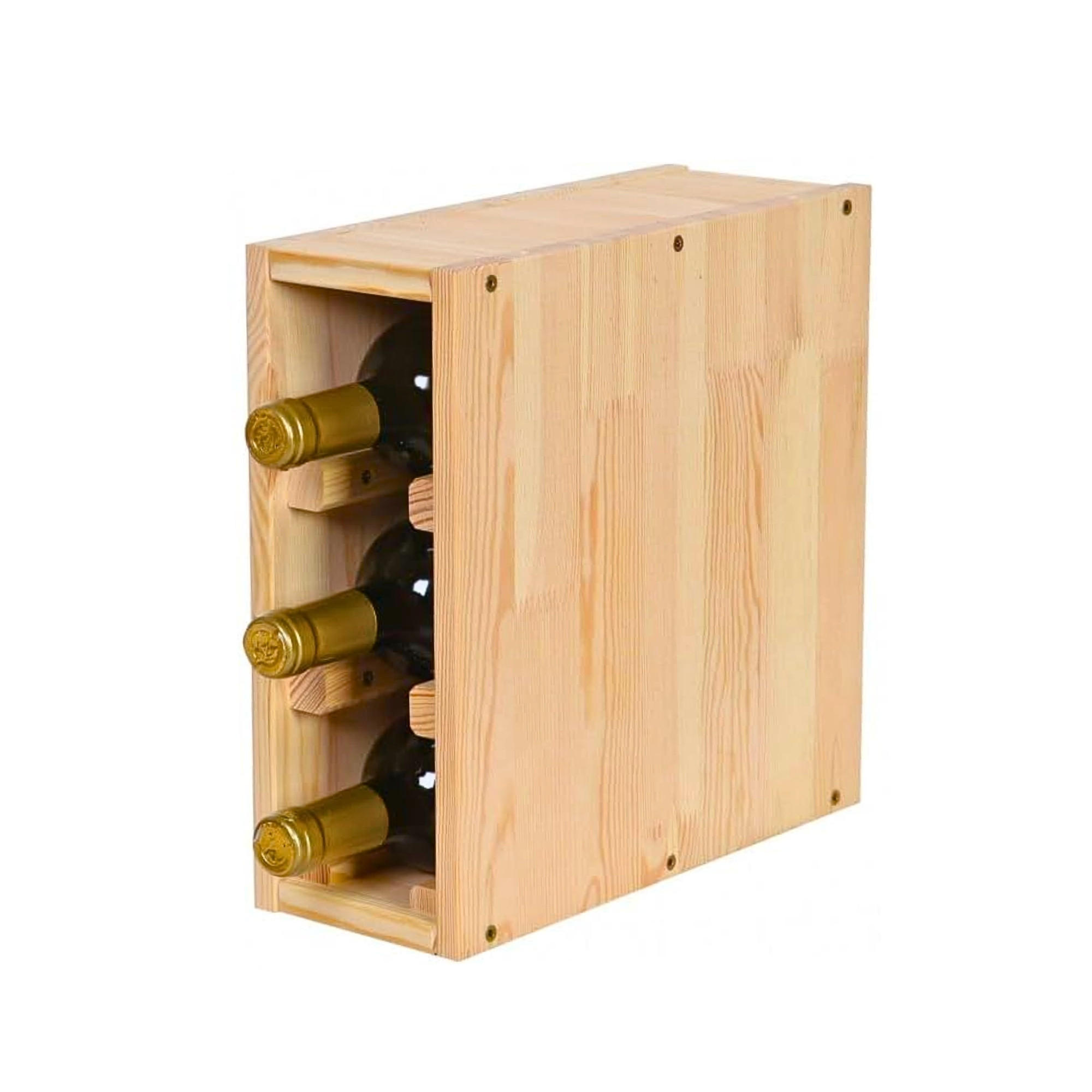 WEINREGAL Vincellar Mod 30x12x30 cm Schmal Modul Für 3 Flaschen Massives Kiefernholz Natur - Naturfarben, Holz (12/30/30cm) - PROREGAL