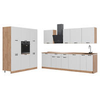 KUCHYNKA Fame-Line, Biely vidiecky dom/Dub Goldkraft, 460 cm, AP Oak - biela/dub medový, kompozitné drevo (460/206.8/60cm) - Vicco
