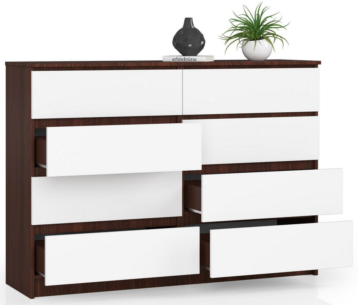 KOMMODE Dunkelbraun, Weiß 99/138/40 - Dunkelbraun/Weiß, Holzwerkstoff (138/99/40cm) - RAUMHIRSCH FURNITURE