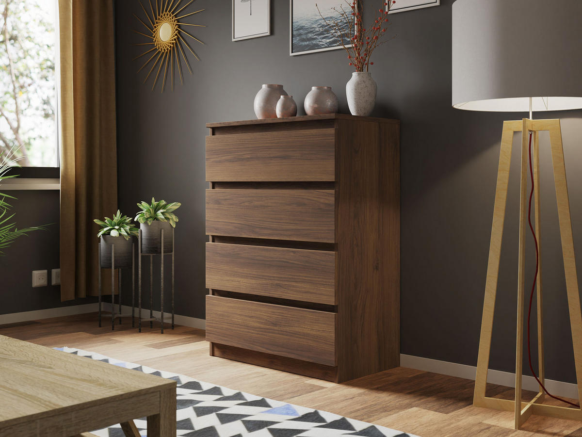 KOMMODE Malwa M4 - Nussbaumfarben, Holzwerkstoff (70/100/40cm) - MIRJAN24