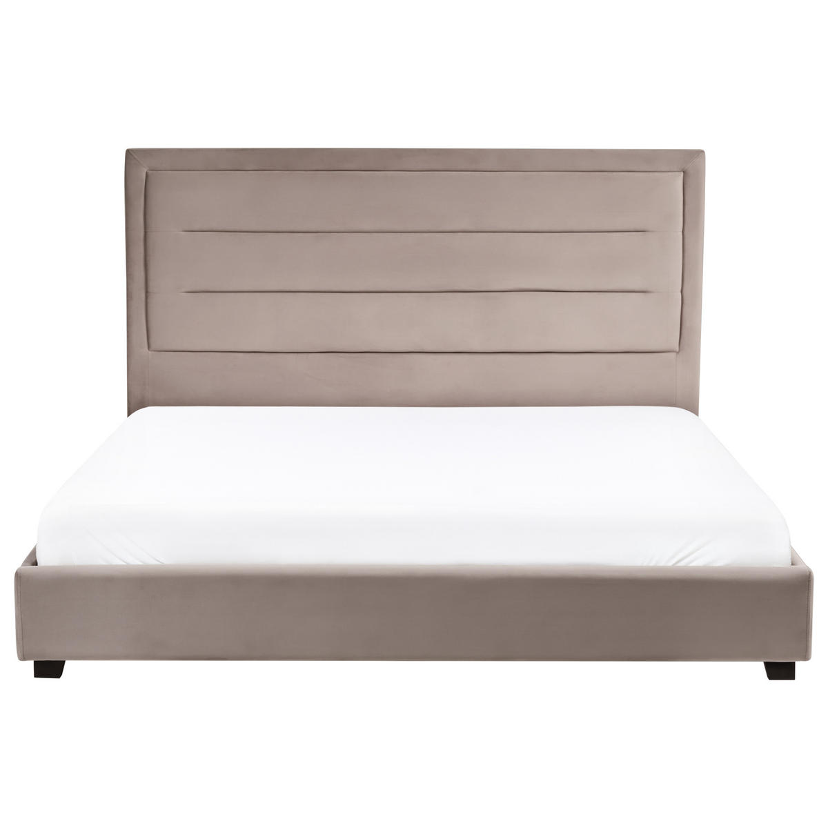 BETT mit Lattenrost 180/200 cm Taupe Rouen - Taupe/Schwarz, Textil (180/200cm) - Beliani