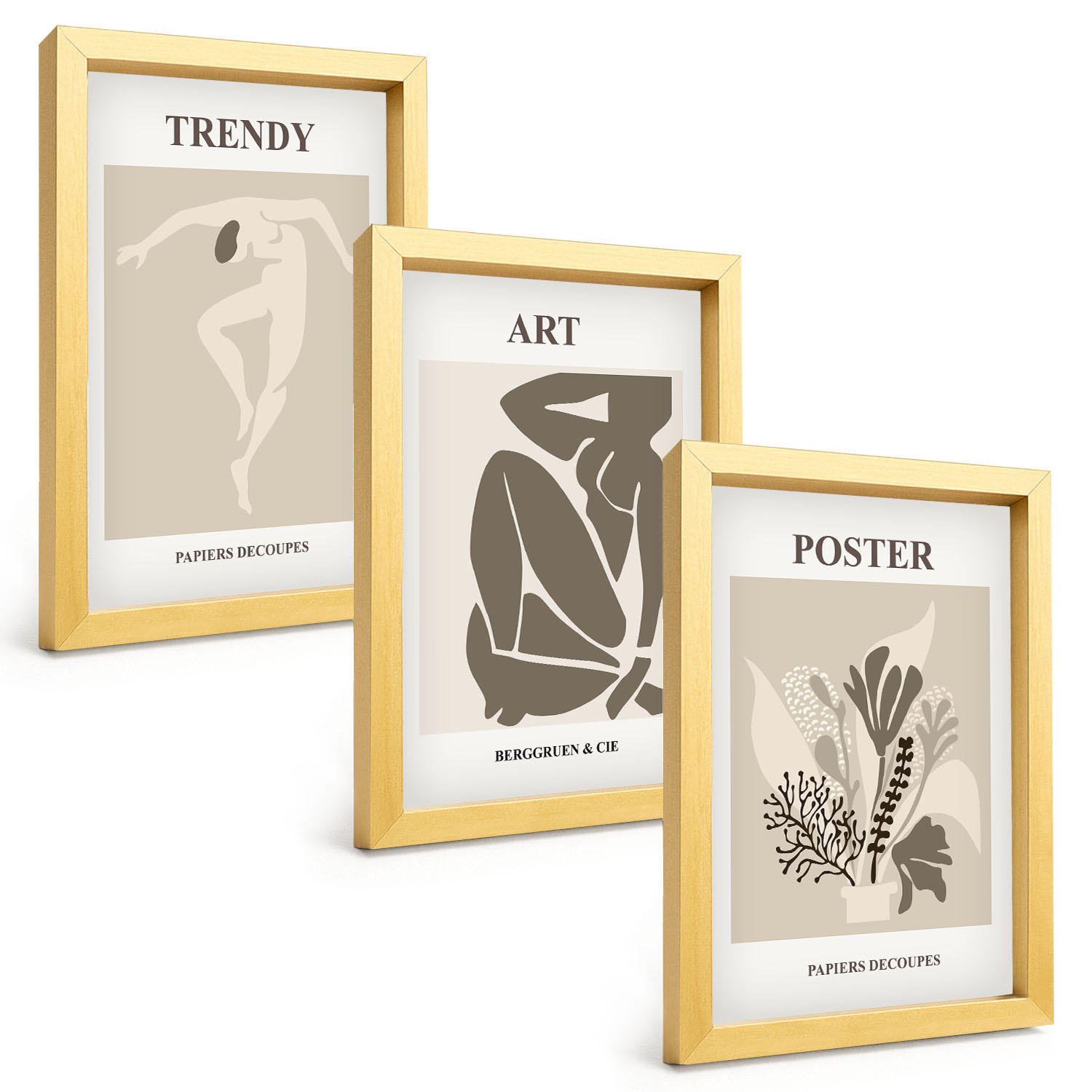 BILDER SET 3er Set - 20x30 cm Goldrahmen - Matisses Pflanzenfiguren - Goldfarben, Kunststoff (20/30cm) - TULUP