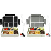 BROTDOSE 2-teiliges Set mit 6 Fächern und Besteck - Multicolor, Kunststoff (17/4.3/23cm)