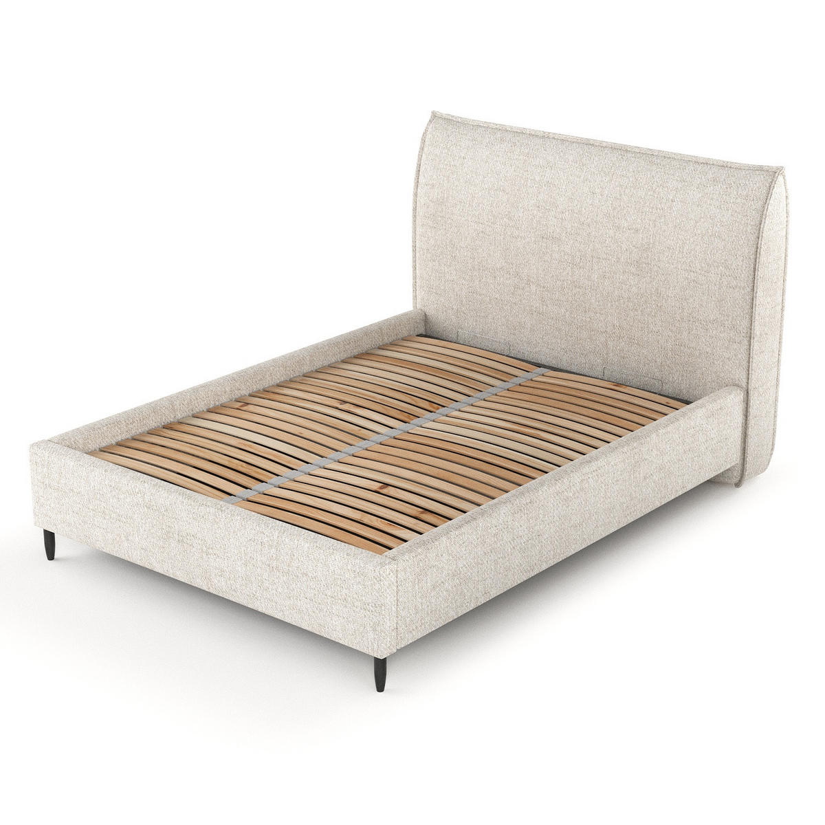 POLSTERBETT Shell Creme 160/200 cm im Webstoff - Creme/Schwarz, Holz/Holzwerkstoff (160/200cm) - Maison de Reve