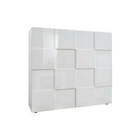 HIGHBOARD mit 2 Türen - Weiß lackiert - CALISTO - Weiß, Holz (42/111/121cm) - Vente-Unique