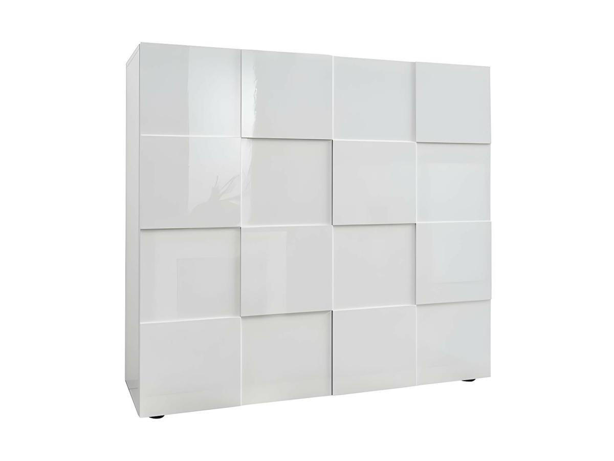 HIGHBOARD mit 2 Türen - Weiß lackiert - CALISTO - Weiß, Holz (42/111/121cm) - Vente-Unique