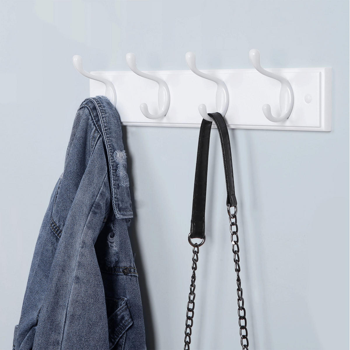 WANDGARDEROBE MIT METALLHAKE - Weiß, Holzwerkstoff (9/7/40cm) - Hansiro