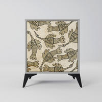 SIDEBOARD ALMONDINE SONGBIRD, Grau, 57,5x42x70,5 cm, Schwarze Metall-Sternfüße - Multicolor/Schwarz, Holzwerkstoff/Metall (57.5/70.5/42cm) - SpaceRebels