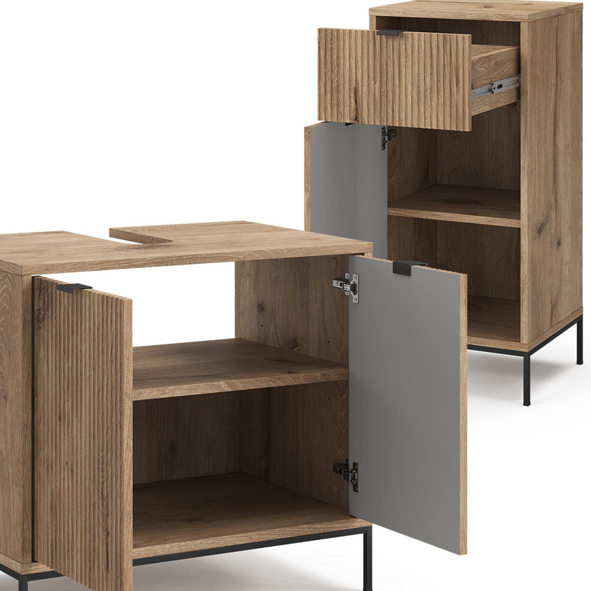 BADMÖBEL-SET Eliza Viking Oak 4 Teile - Eiche Wotan, Holzwerkstoff (70/63/45cm) - Vicco