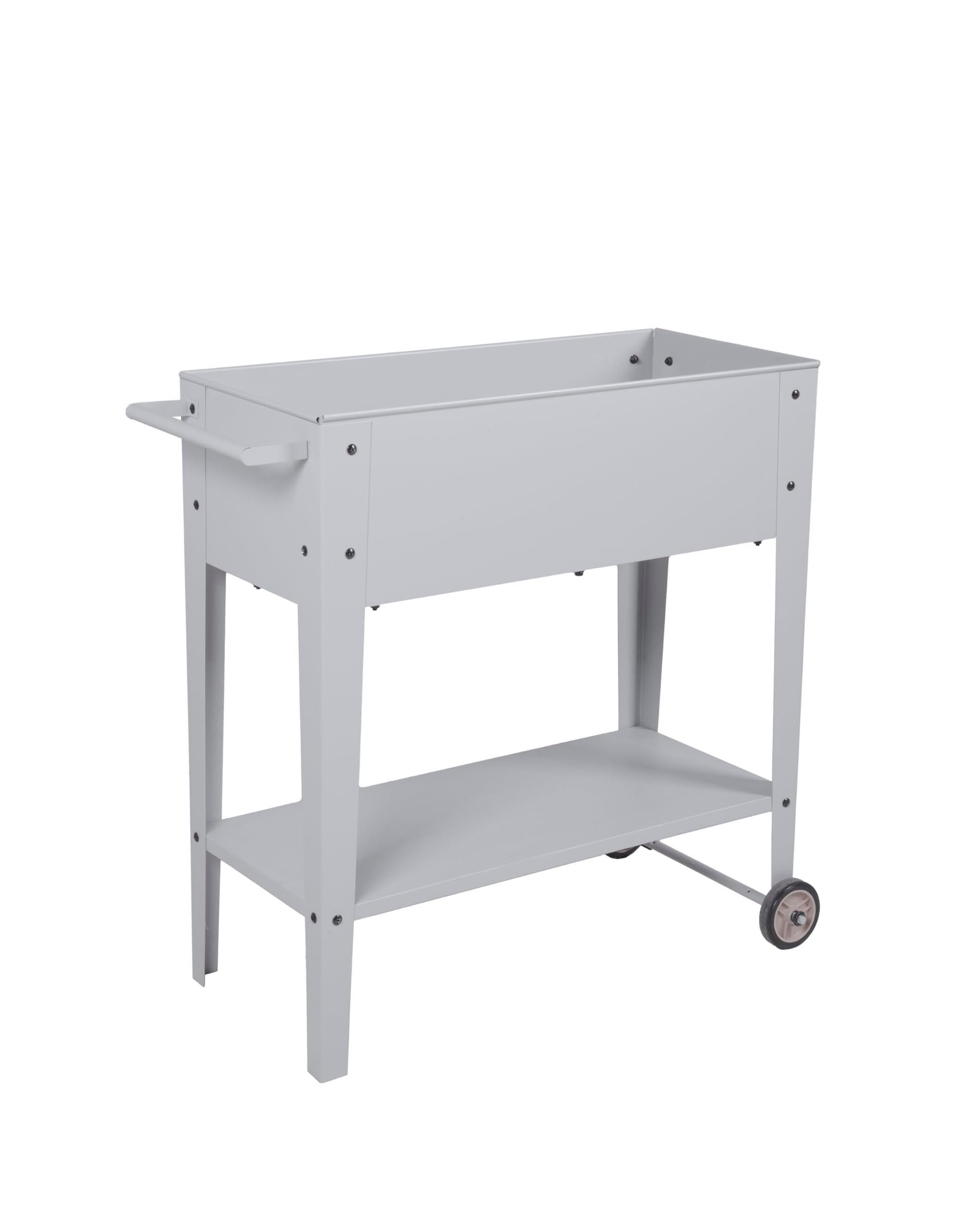 HOCHBEET Dijon mobil Hellgrau Stahl Metall-Hochbeet für Garten - Hellgrau, Metall (35/80/75cm) - DELUKE