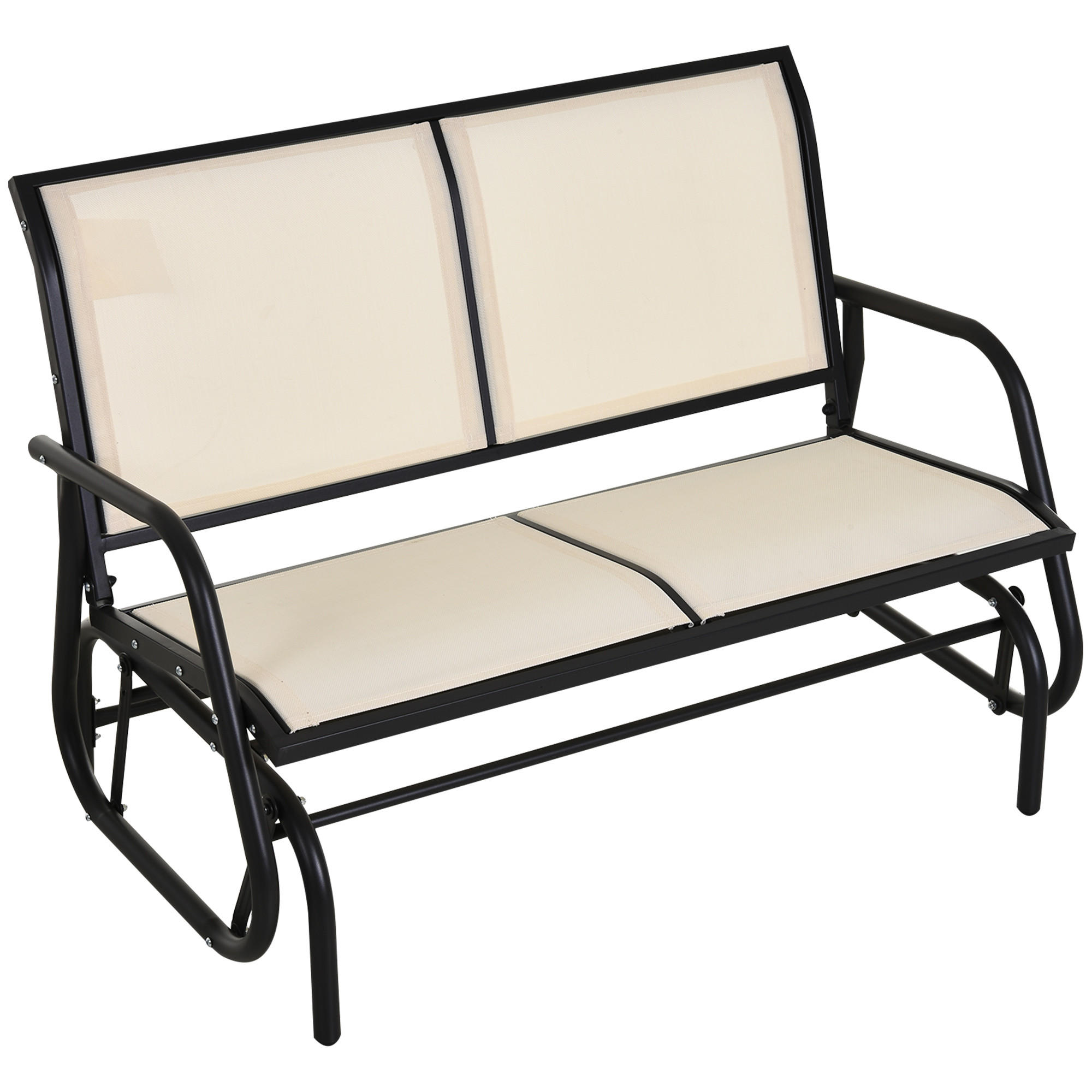 SCHAUKELSTUHL, Metall, Schwarz+Beige, 120 x 70 x 85 cm - Beige, Metall (70/85/120cm) - Outsunny